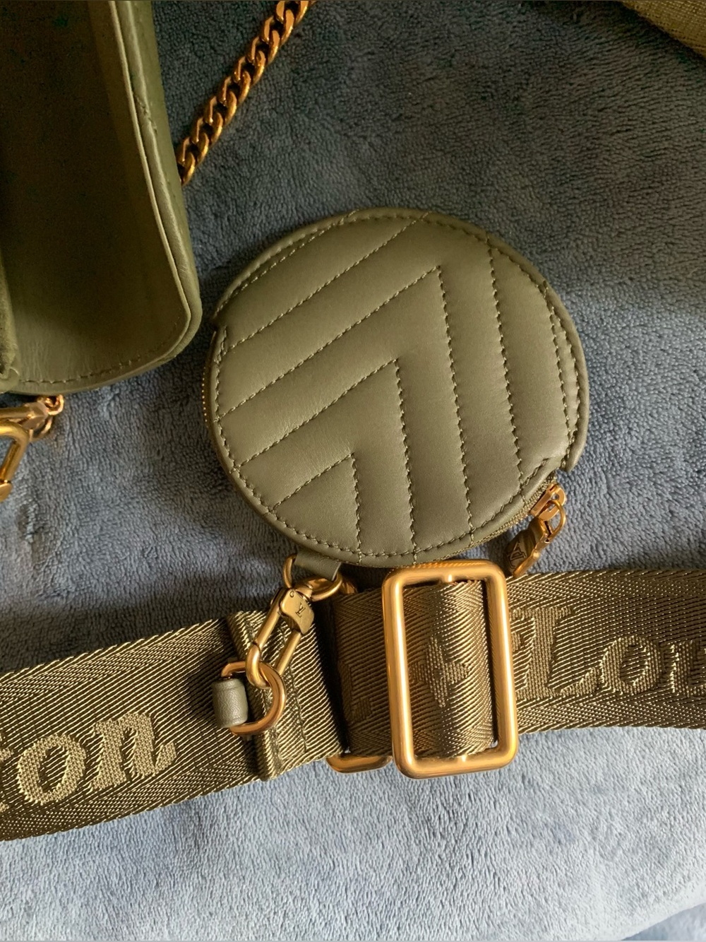 Louis Vuitton Olive Green Quilted New Wave Multi  Pochette  w/coin purse - Picture 13 of 15